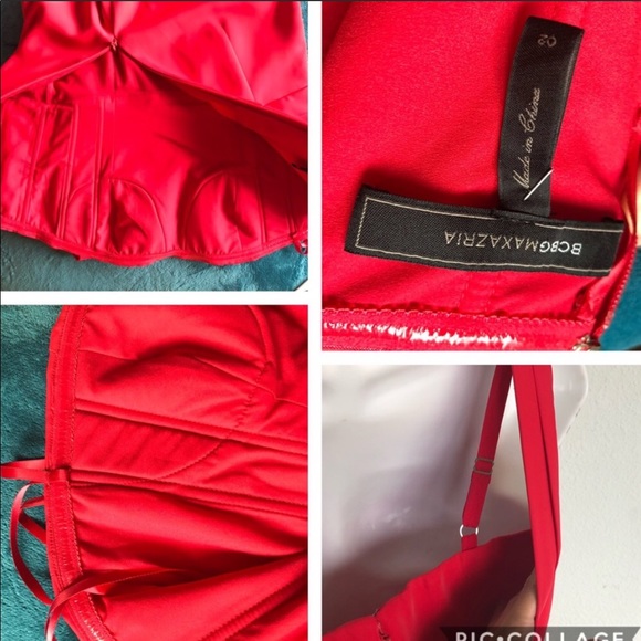 Bcbg inner bustier one shoulder red dress xs - Picture 9 of 10